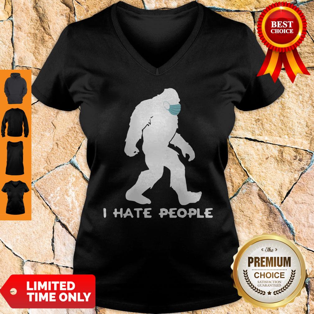 Awesome Bigfoot Mask I Hate People Shirt - Image 5