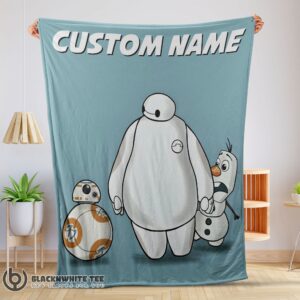 Perfect Good Disney Cartoon Big Hero 6 Baymax With Friends Blanket Fleece Customized Blanket