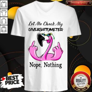 Alternative view of Love Let Me Check My Giveashitometter Nope Nothing Flamingo Shirt