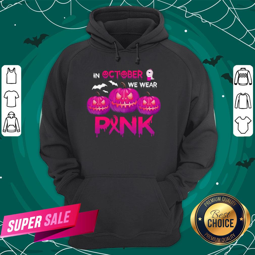 In October We Wear Pink Pumpkin Halloween Womens T-Shirt - Image 5