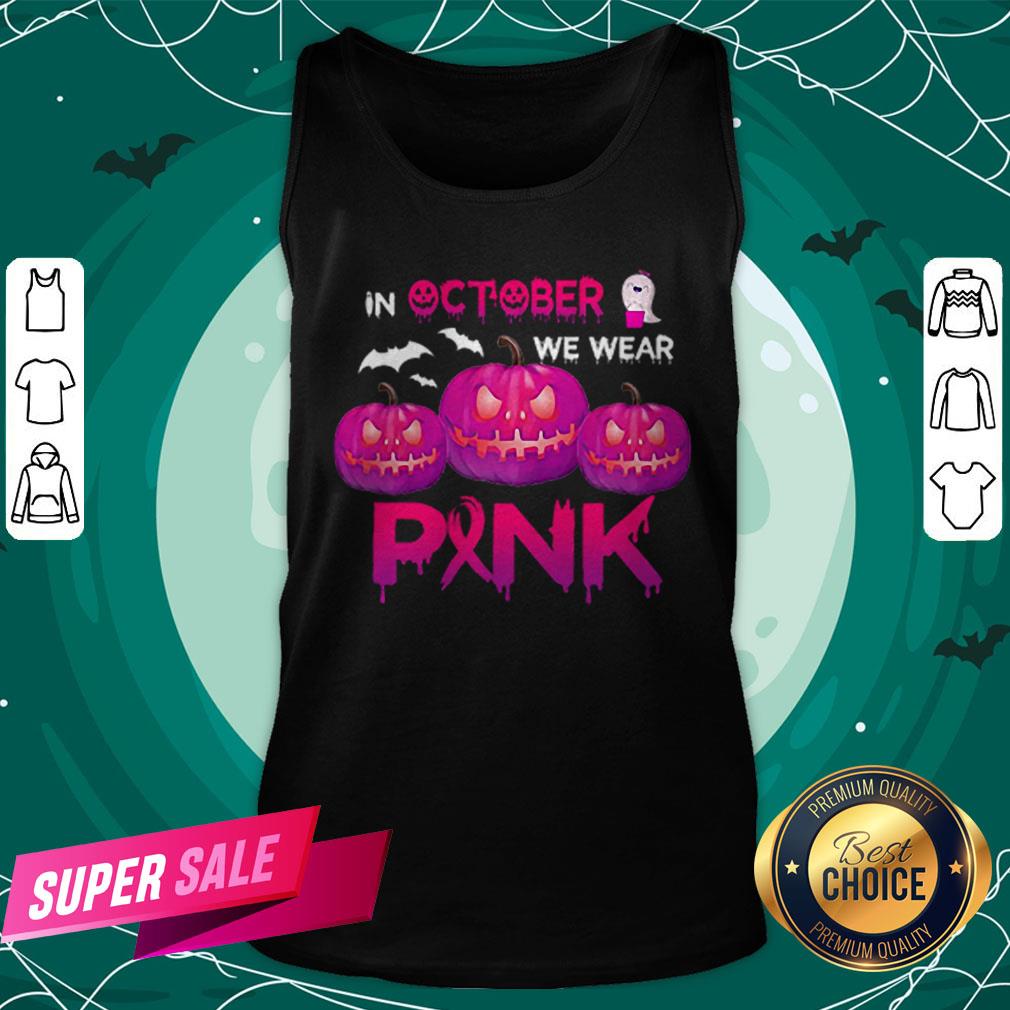 In October We Wear Pink Pumpkin Halloween Womens T-Shirt - Image 3