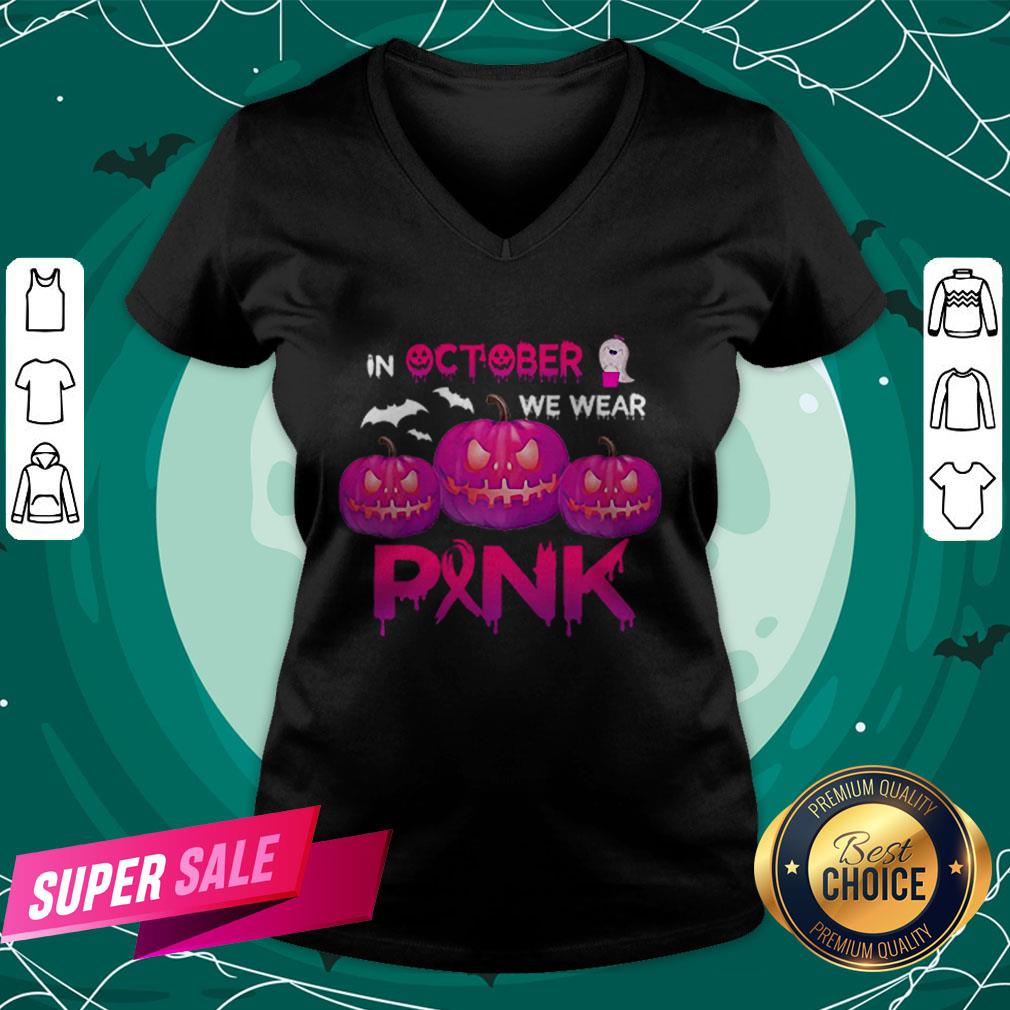 In October We Wear Pink Pumpkin Halloween Womens T-Shirt - Image 2