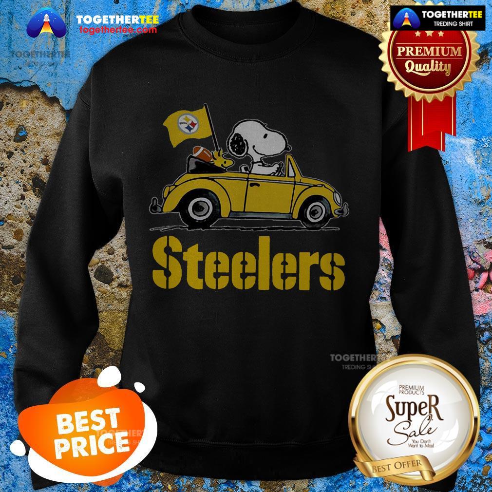 Official Snoopy Driving Volkswagen Pittsburgh Steelers Shirt - Image 4
