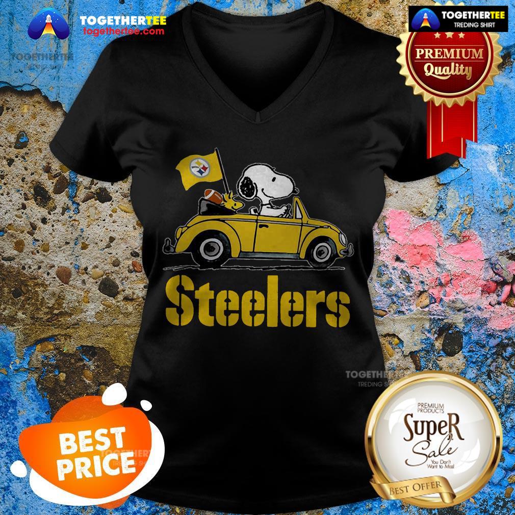 Official Snoopy Driving Volkswagen Pittsburgh Steelers Shirt - Image 2