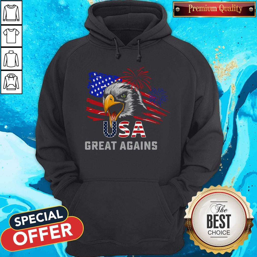 USA Great Again 4th Of July Bald Eagle American Flag Shirt - Image 2