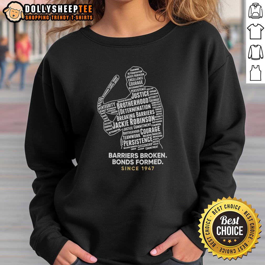 Official Jackie Robinson Day Barriers Broken Bonds Formed Since 1947 T-Shirt - Image 5