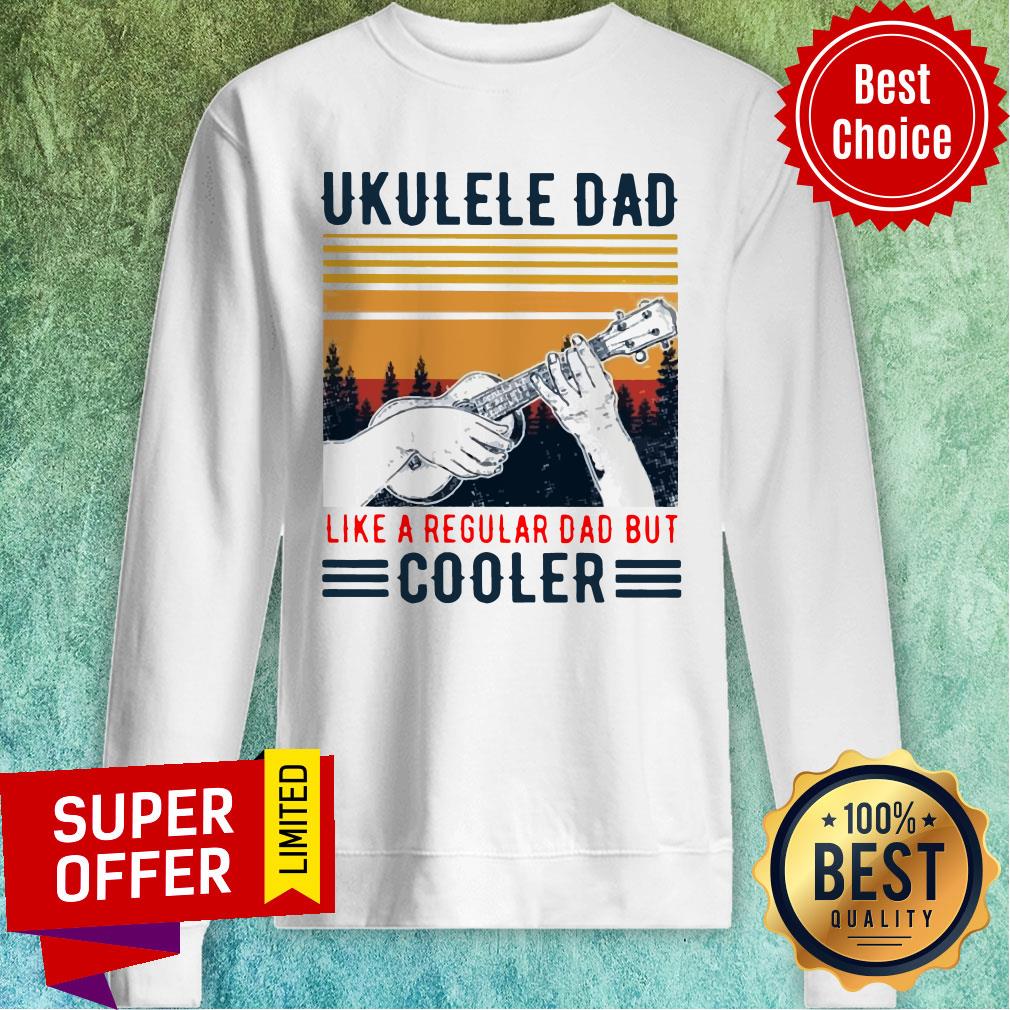 Official Ukulele Dad Like A Regular Dad But Cooler Vintage Shirt - Image 2