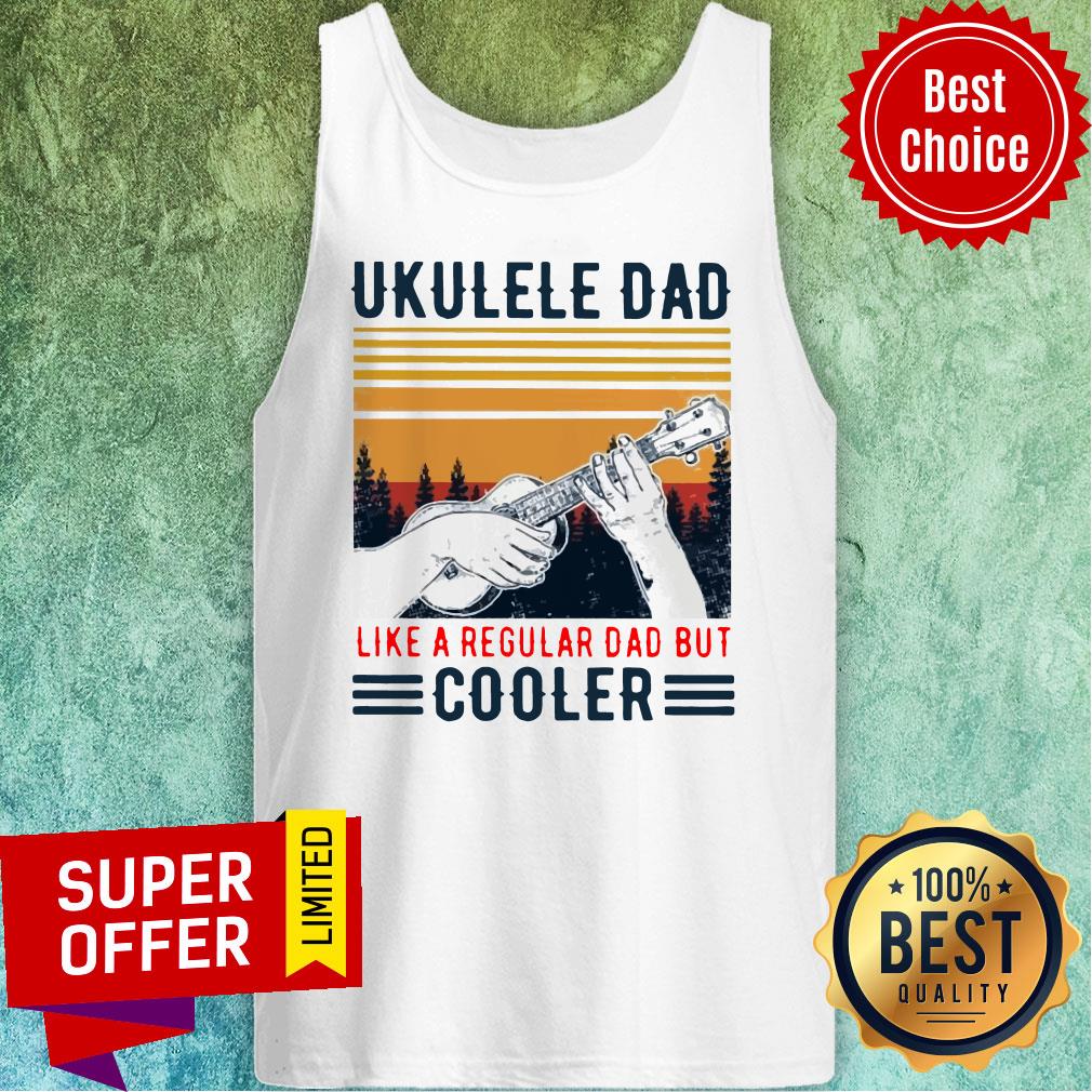 Official Ukulele Dad Like A Regular Dad But Cooler Vintage Shirt - Image 4