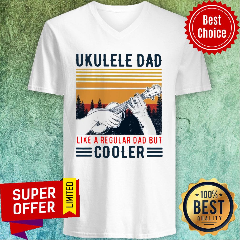 Official Ukulele Dad Like A Regular Dad But Cooler Vintage Shirt - Image 3