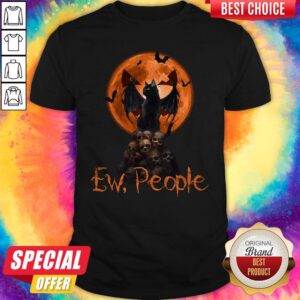 Cute Ew People Black Cat Bats Moon Skull Halloween Shirt