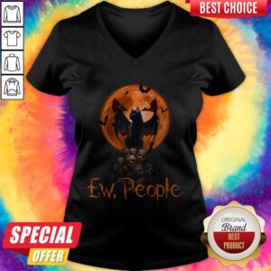 Alternative view of Cute Ew People Black Cat Bats Moon Skull Halloween Shirt