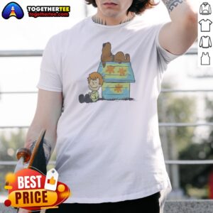 Funny Hot Shaggy Rogers Scooby Doo Peanuts Crossover Mystery Machine Doghouse Shirt