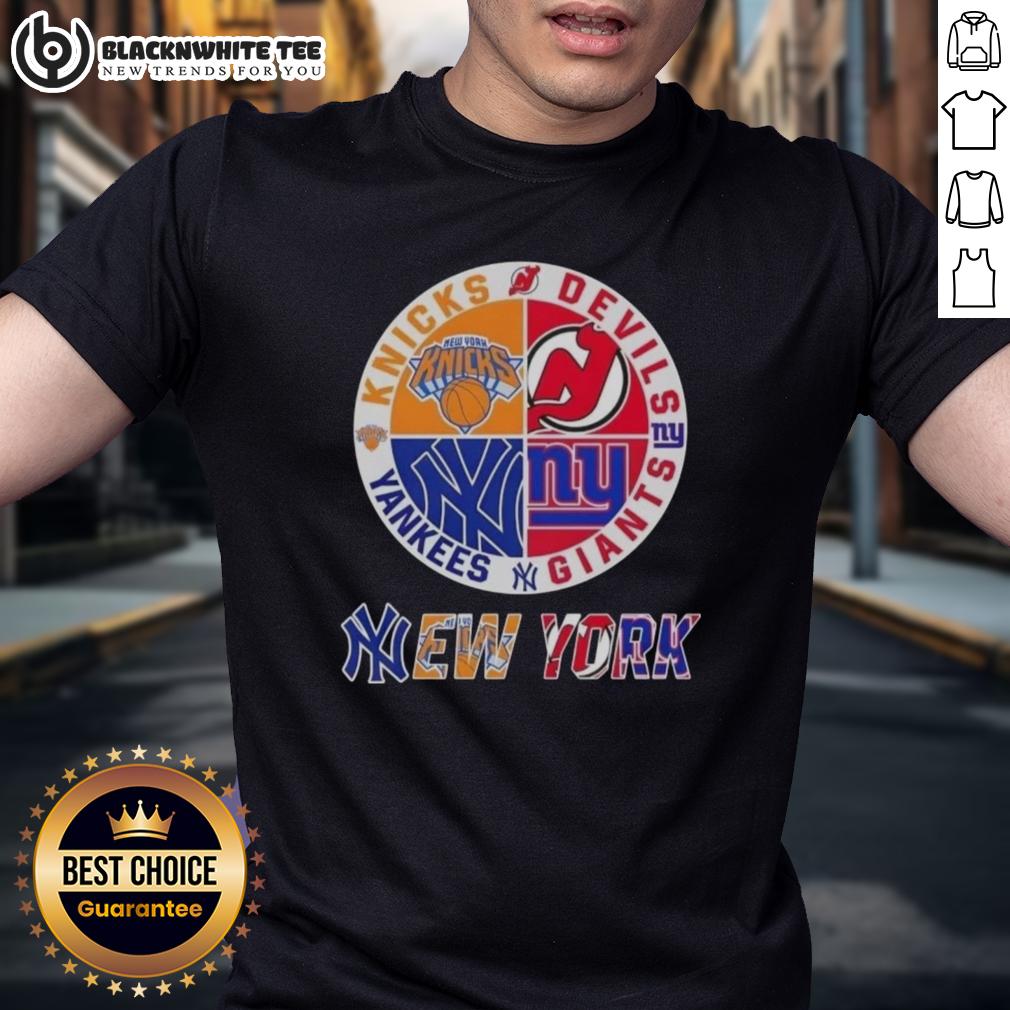 Original New York City Sports Knicks Devils Giants Yankees Logos Combine T-Shirt