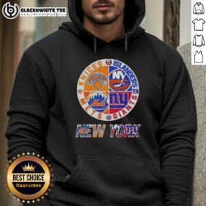 Alternative view of Original New York City Sports Knicks Islanders Giants Mets Logos Combine T-Shirt