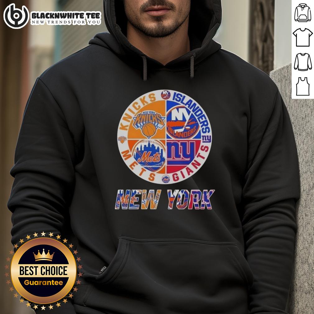 Original New York City Sports Knicks Islanders Giants Mets Logos Combine T-Shirt - Image 2