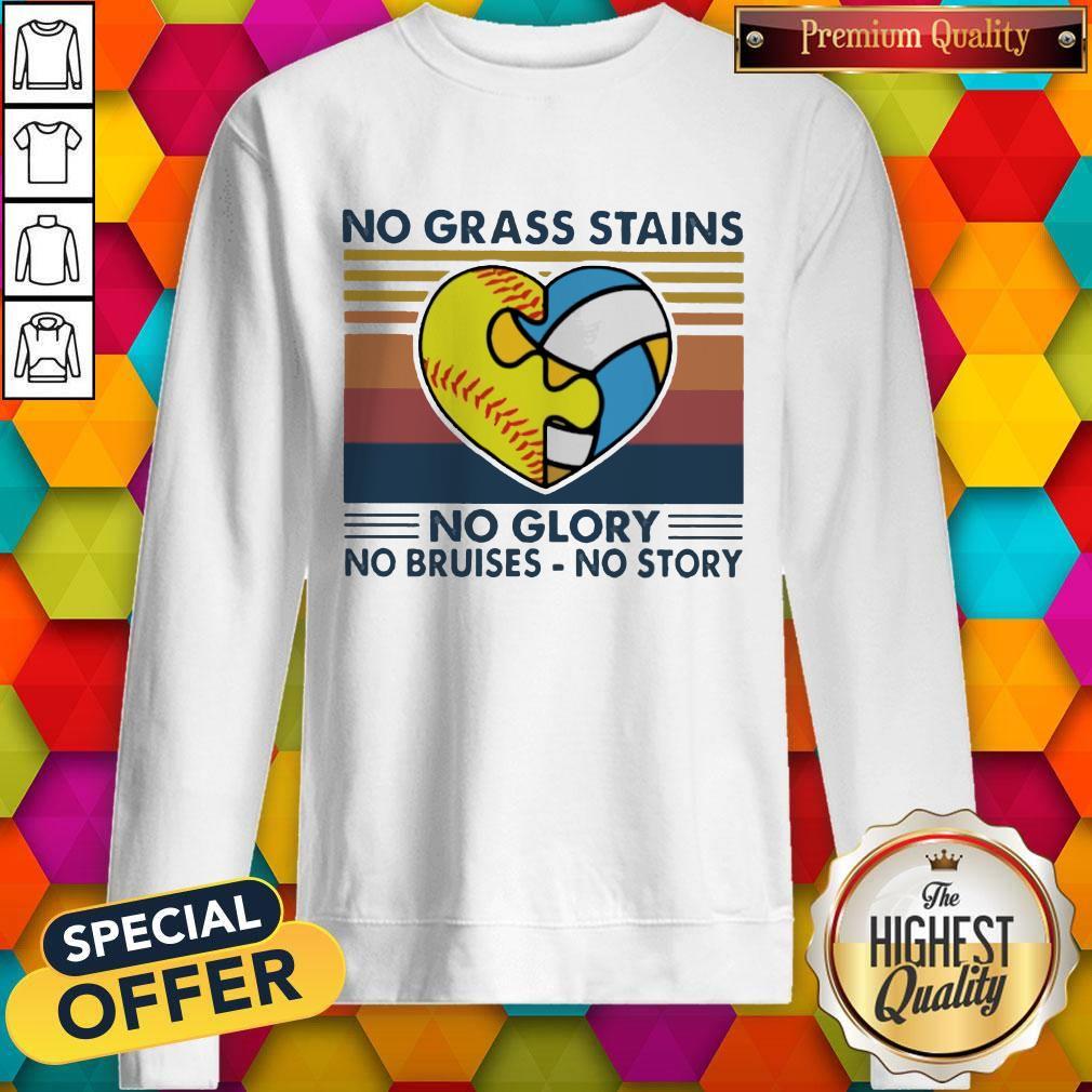Heart No Grass Stains No Glory No Bruises No Story Vintage Shirt - Image 3