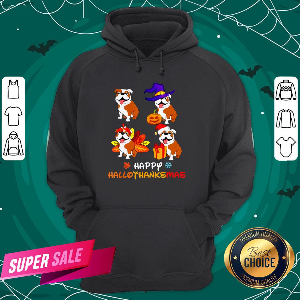 Cute Bulldog Happy Hallothanksmas Shirt - Image 5