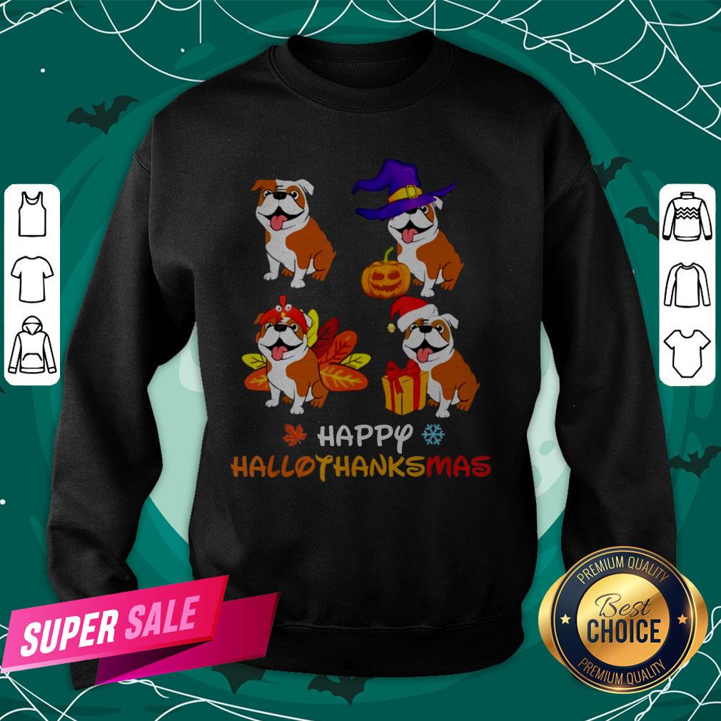Cute Bulldog Happy Hallothanksmas Shirt - Image 4
