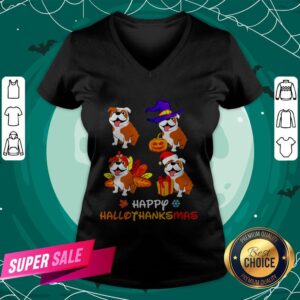 Alternative view of Cute Bulldog Happy Hallothanksmas Shirt