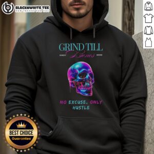 Alternative view of Top Grind Till Bones No Excuses Only Hustle Regular Skull T-Shirt
