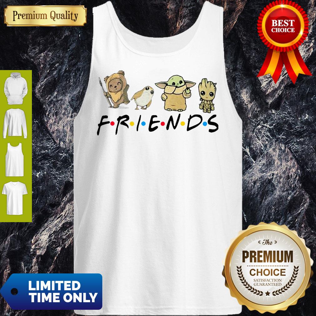 Pretty Pooh Penguin Baby Yoda Baby Groot Friends TV Show Shirt - Image 2