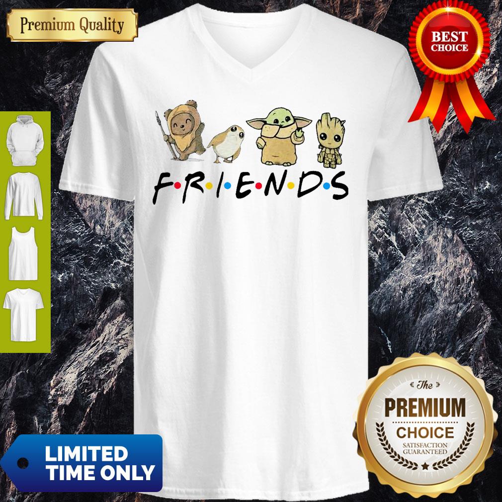 Pretty Pooh Penguin Baby Yoda Baby Groot Friends TV Show Shirt - Image 5