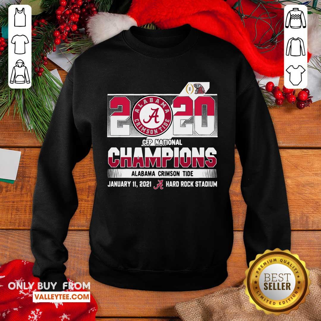 Great 2020 Cfp National Champions Alabama Crimson Tide January 11 2021 Hard Rock Stadium Shirt - Image 3