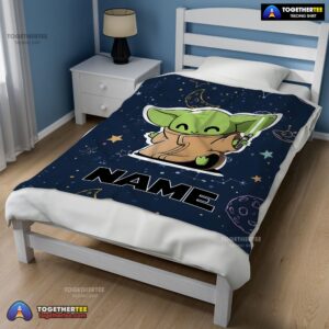 Alternative view of Official Star Wars Baby Yoda Astronomy Blanket Fleece Customized Blanket