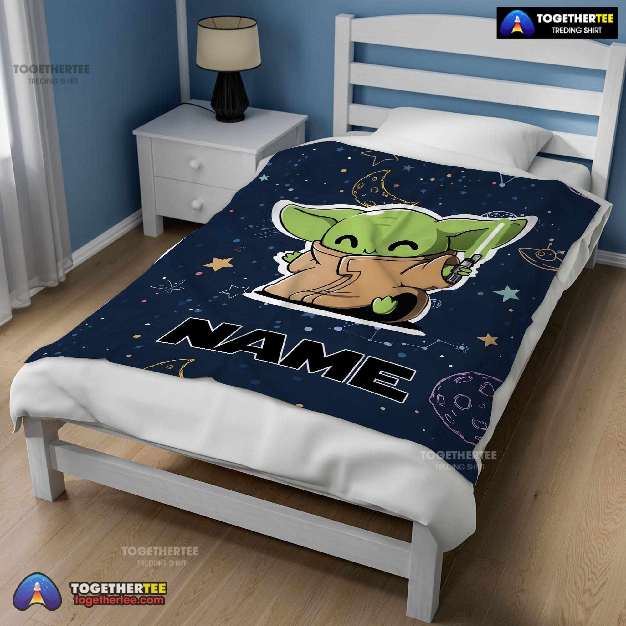 Official Star Wars Baby Yoda Astronomy Blanket Fleece Customized Blanket - Image 2