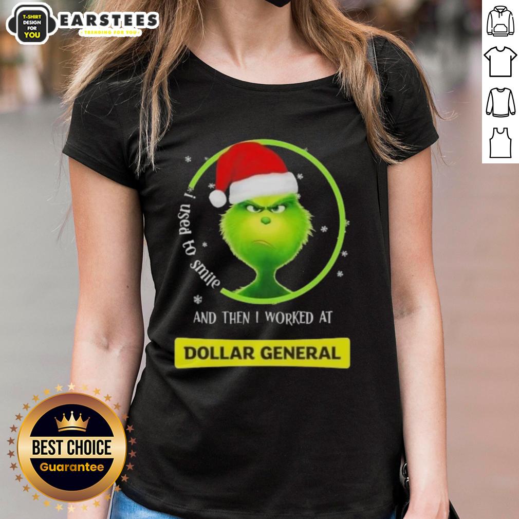 Premium Grinch Christmas I Used To Smile And Then I Worked At Dollar General T-Shirt - Image 3