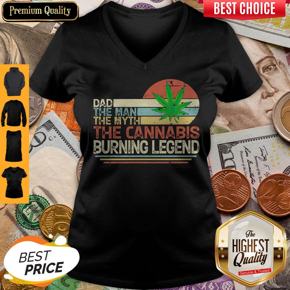 Dad The Man The Myth The Cannabis Burning Legend Weed Vintage Shirt - Image 4