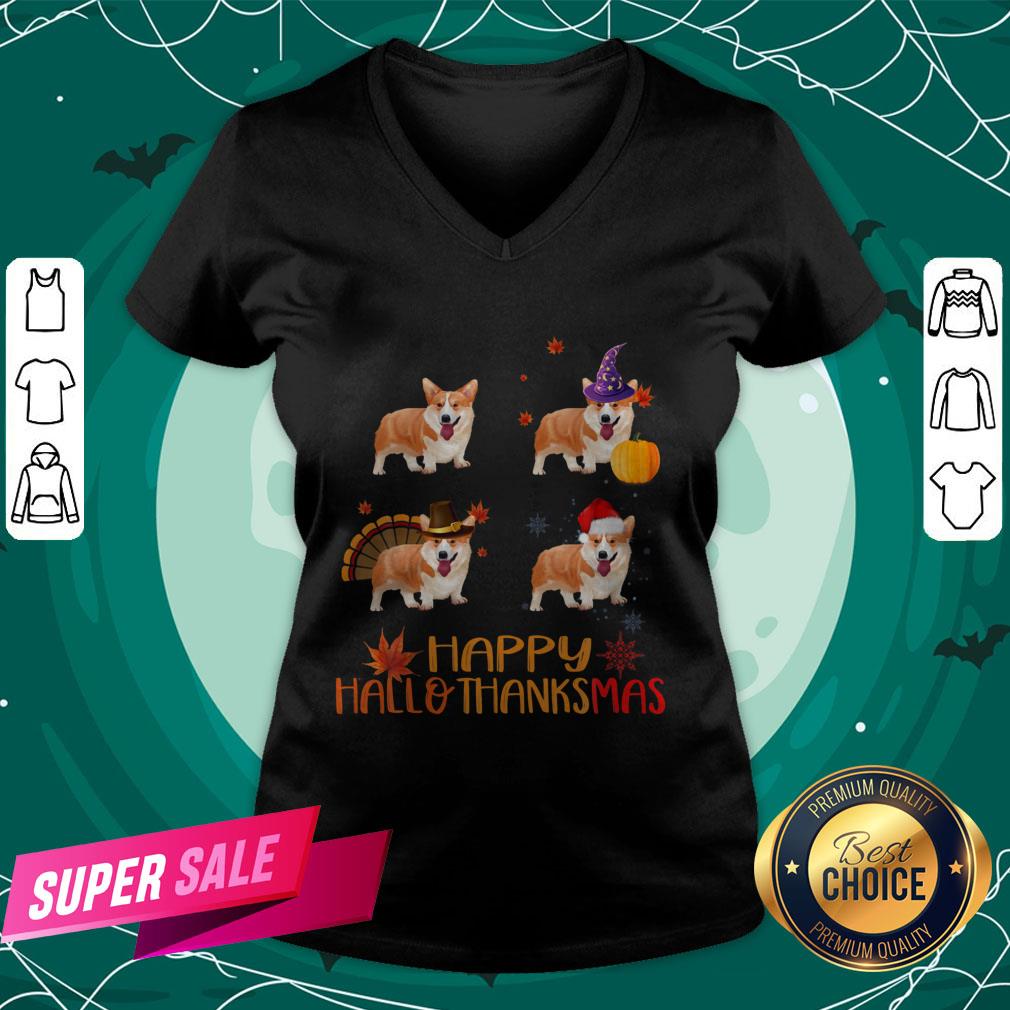 Awesome Corgi Happy Hallothanksmas Shirt - Image 2