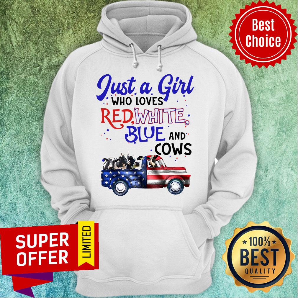 Official Just A Girl Who Loves Red White And Blue And Cow Shirt - Image 3