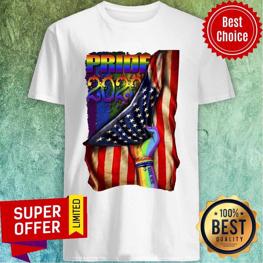 Official Pride 2020 Lgbt American Flag Hand Custom Name Shirt
