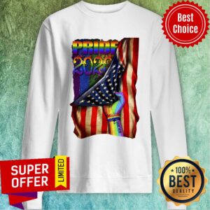 Alternative view of Official Pride 2020 Lgbt American Flag Hand Custom Name Shirt