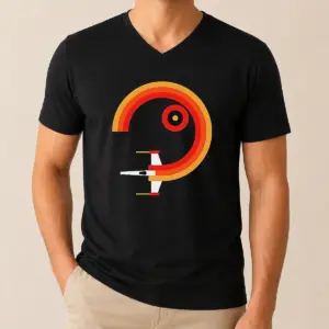 Alternative view of Official Awesome Star Wars X Wing Retro Sunset Spiral Circle Shirt