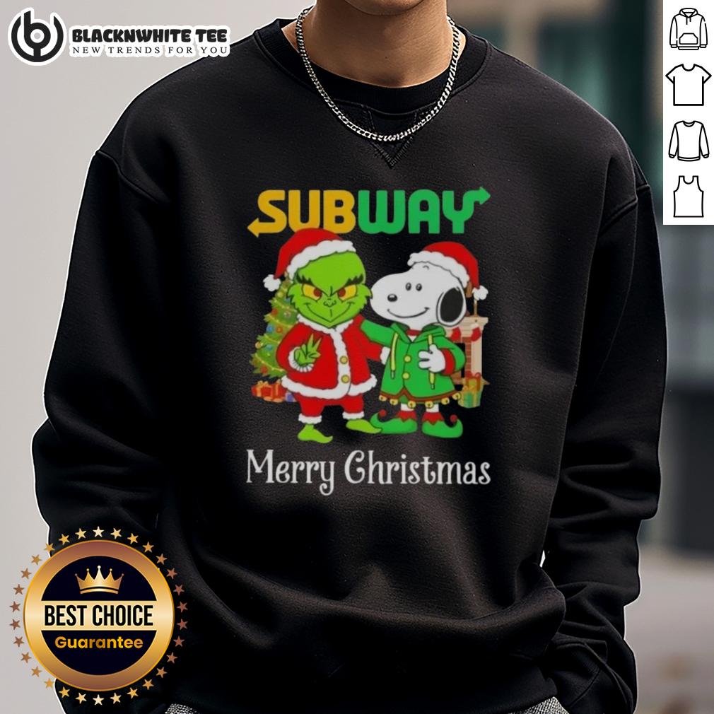 Awesome Subway X Grinch And Snoopy Merry Christmas T-Shirt - Image 5