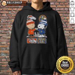 Alternative view of Top Snoopy And Charlie Brown Denver Sports Broncos X Nuggets Skyline T-Shirt
