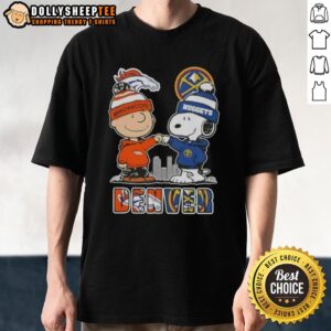 Top Snoopy And Charlie Brown Denver Sports Broncos X Nuggets Skyline T-Shirt