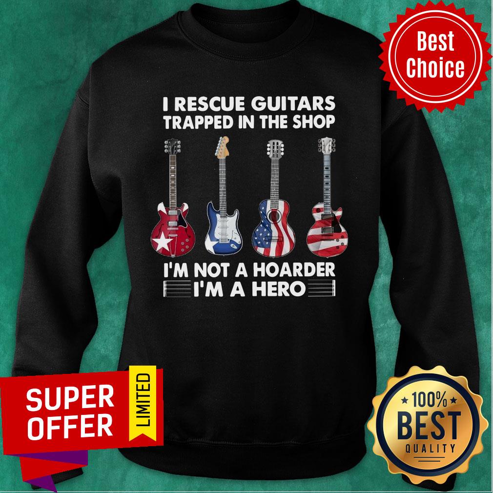 I Rescue Guitars Trapped In The Shop I'm A Hero Shirt - Image 4