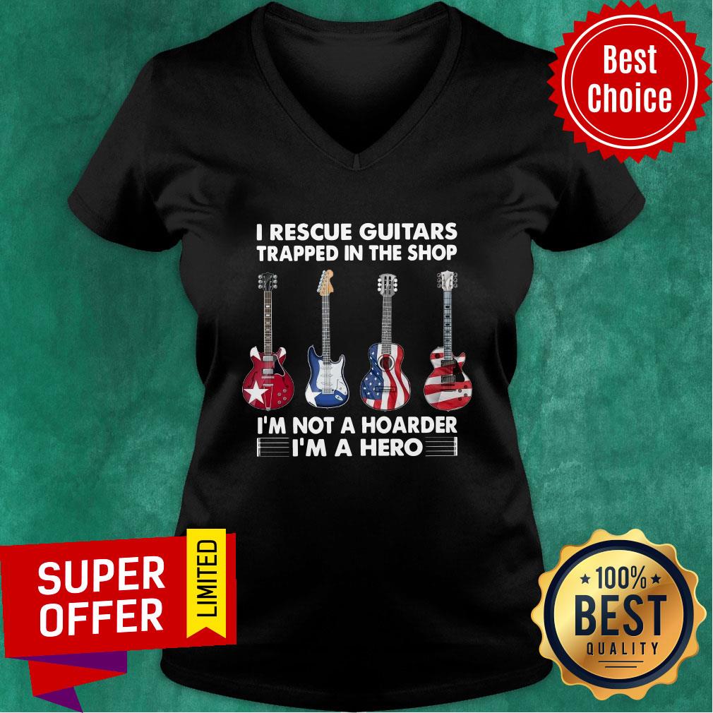 I Rescue Guitars Trapped In The Shop I'm A Hero Shirt - Image 2