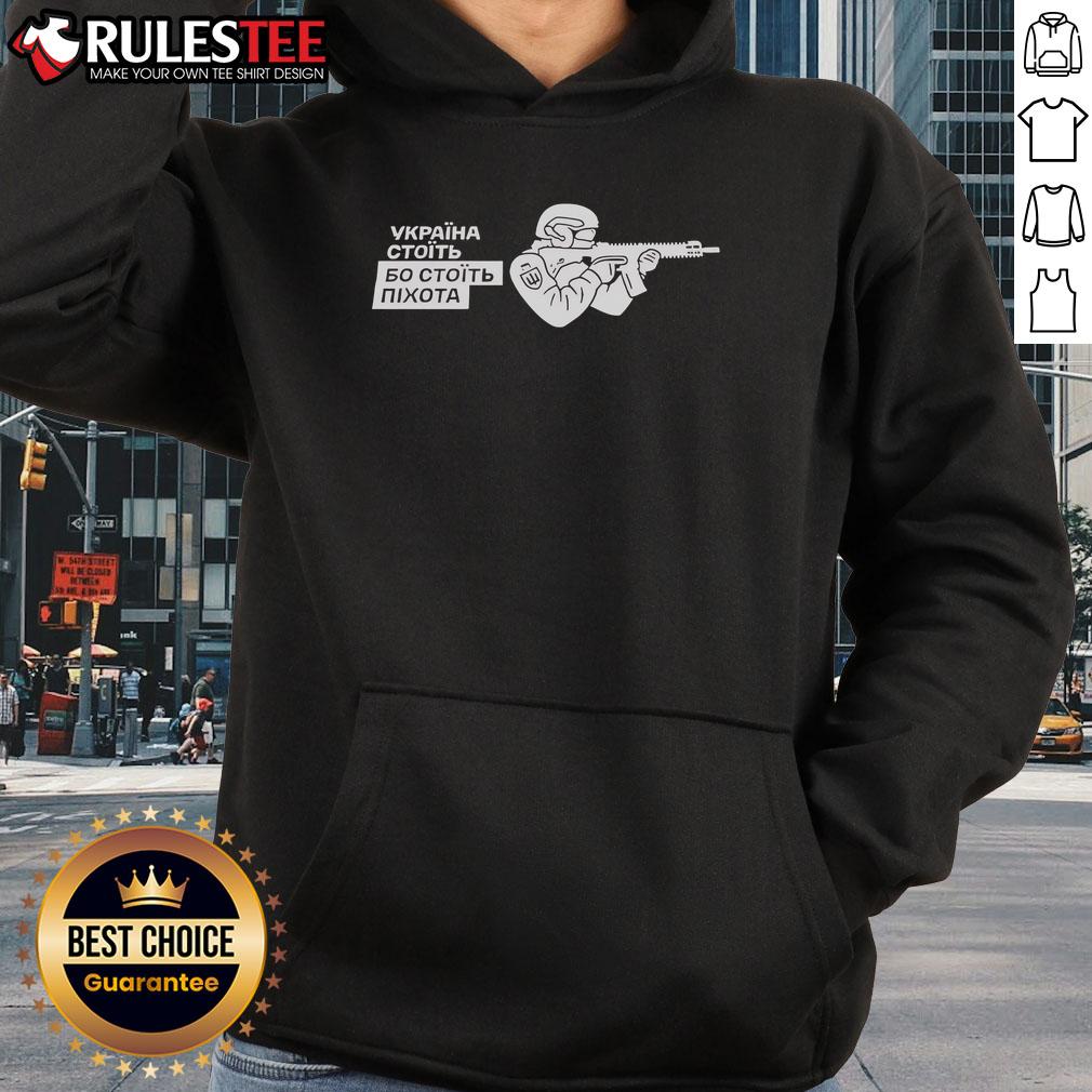 Awesome Ukraine Stands Because The Infantry Stands T-Shirt - Image 2