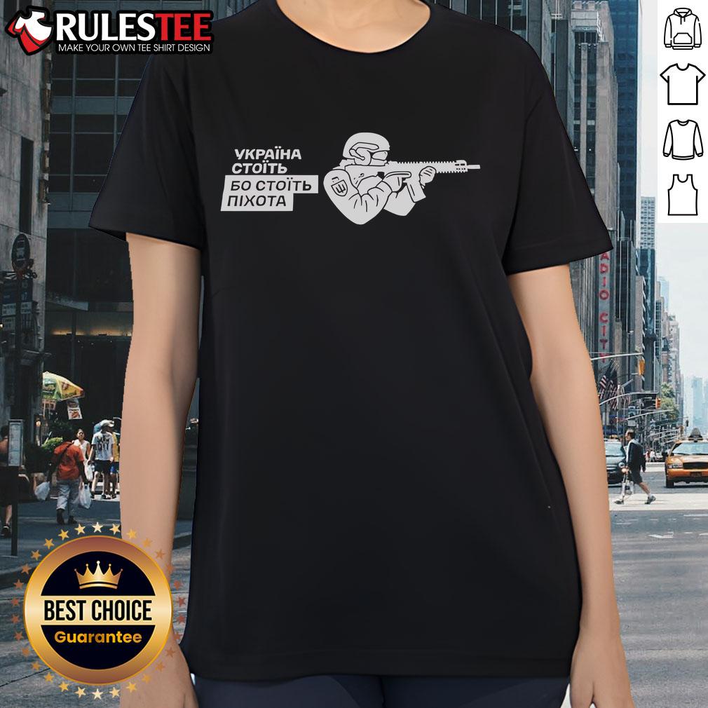 Awesome Ukraine Stands Because The Infantry Stands T-Shirt - Image 3