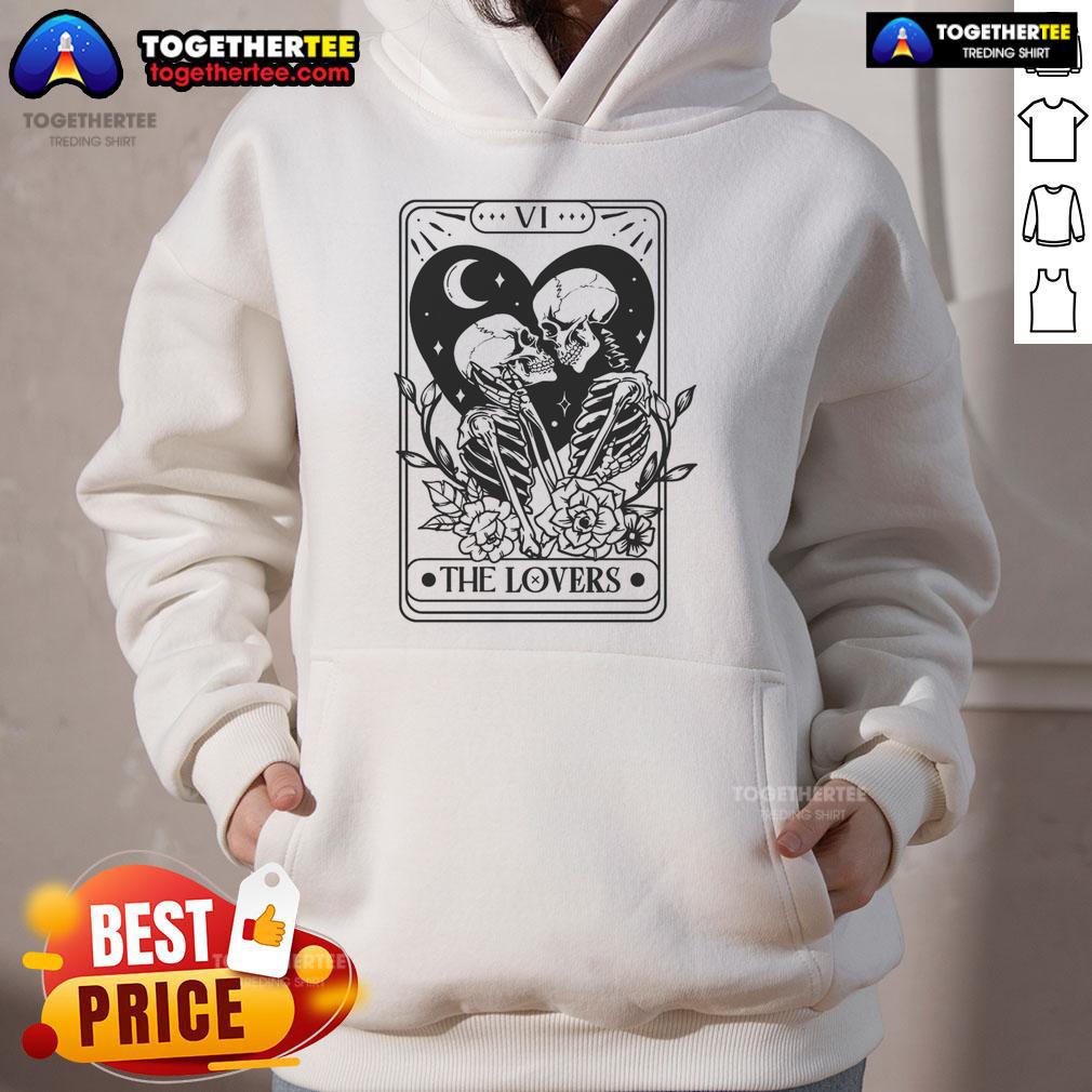 Nice The Lovers Tarot Card Skeleton Lovers Valentine Skeletons T-Shirt - Image 2
