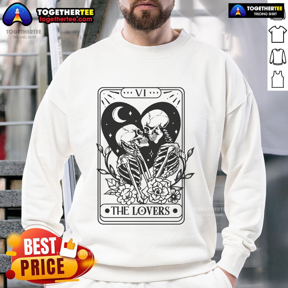Nice The Lovers Tarot Card Skeleton Lovers Valentine Skeletons T-Shirt - Image 5