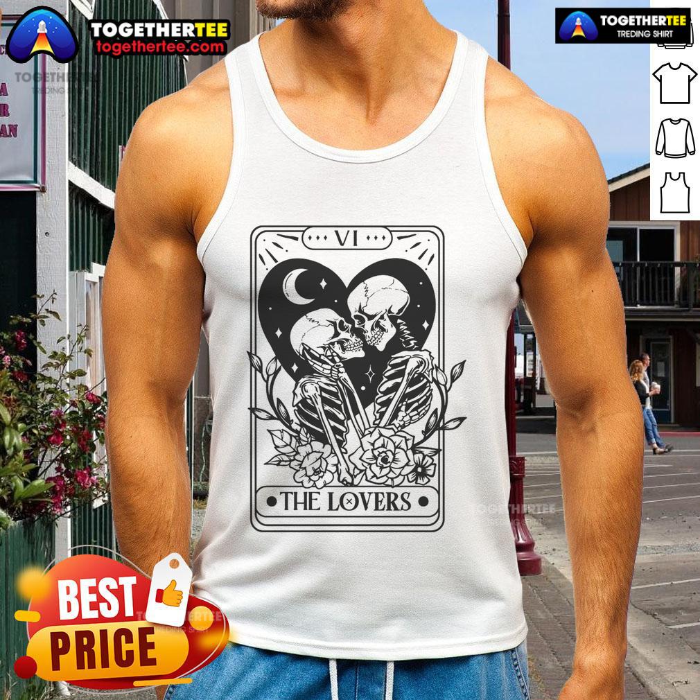 Nice The Lovers Tarot Card Skeleton Lovers Valentine Skeletons T-Shirt - Image 4