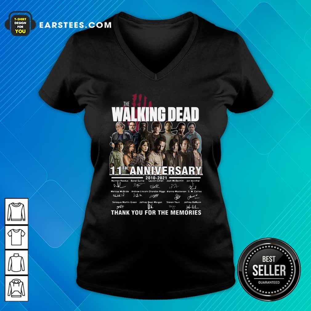 Original The Walking Dead 11th Anniversary 2010 2021 Thank You For The Memories Signatures Shirt - Image 3