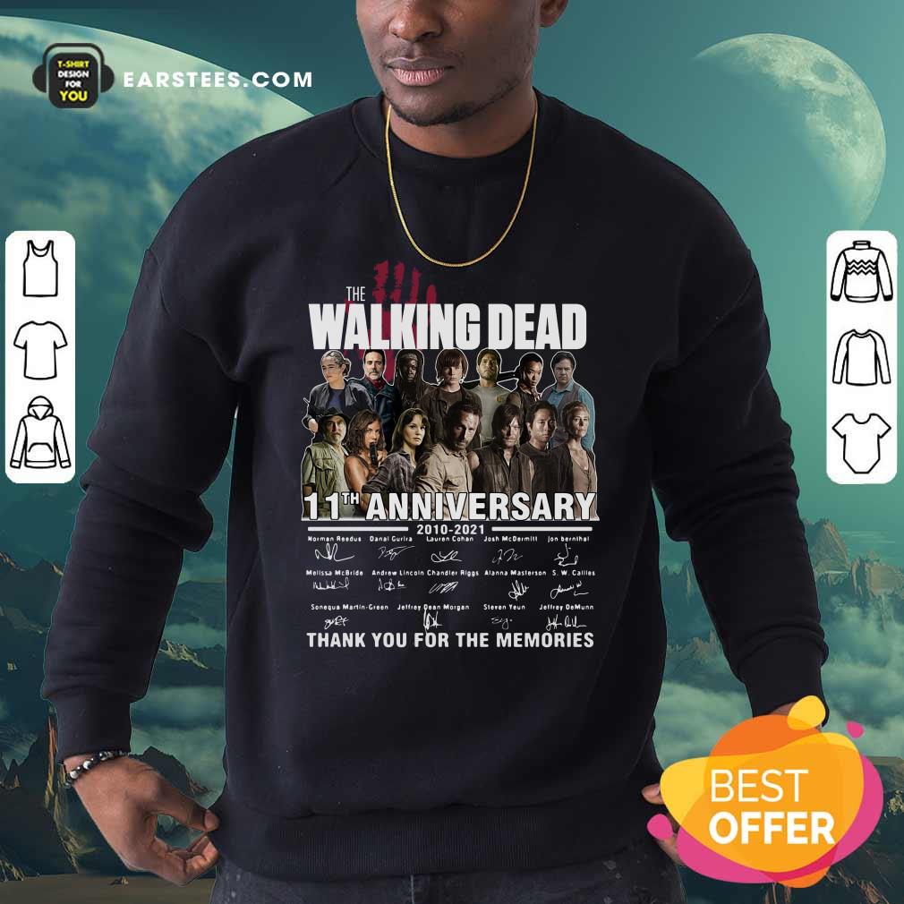 Original The Walking Dead 11th Anniversary 2010 2021 Thank You For The Memories Signatures Shirt - Image 5