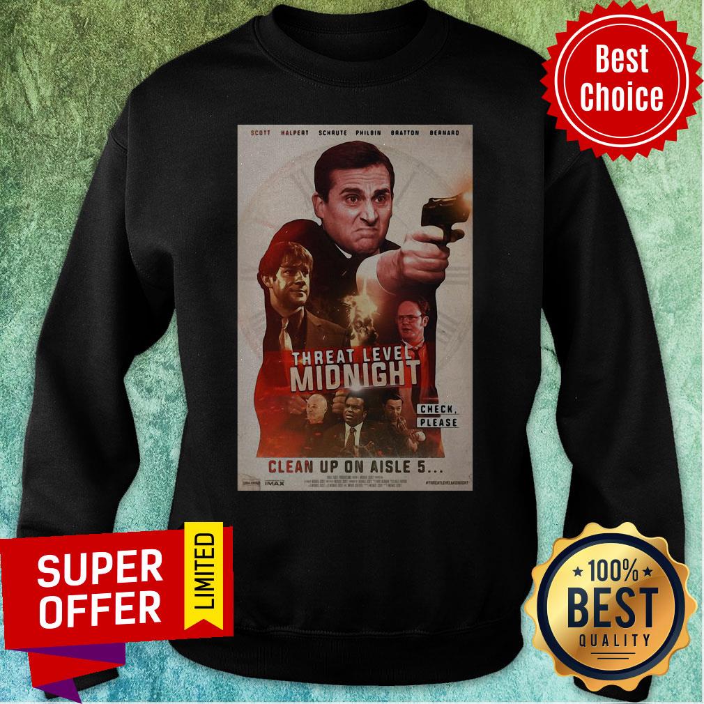 Funny Threat Level Midnight Check Please Clean Up On Aisle 5 Shirt - Image 5