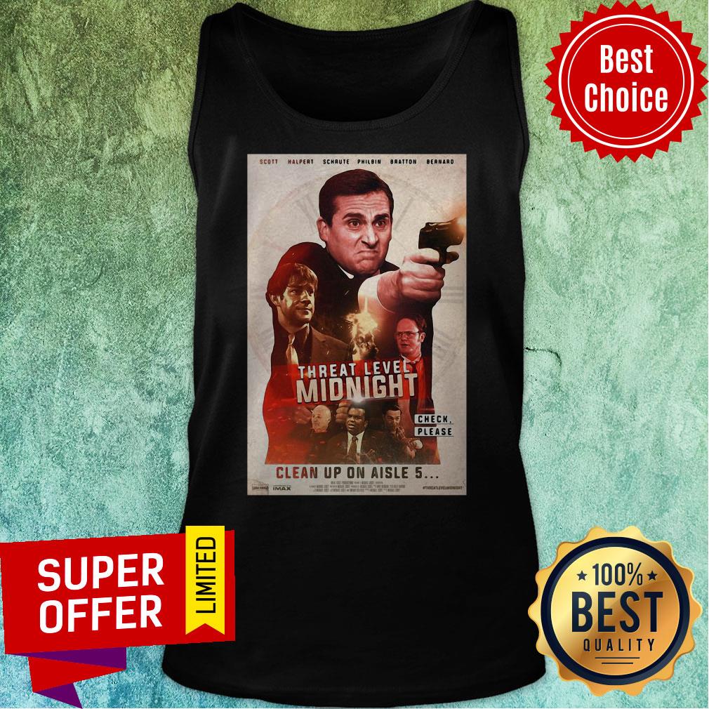 Funny Threat Level Midnight Check Please Clean Up On Aisle 5 Shirt - Image 4
